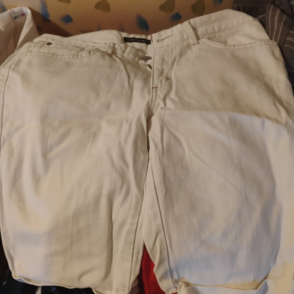 Cream Denim Shorts